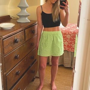 J.Crew Neon Green Eyelet Lace Mini Skirt